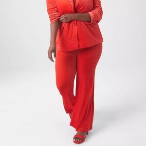 Lane Bryant Red Velvet Pull On Stretch Pants Size 20 Flare High Rise Holiday NWT